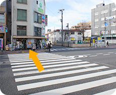 中原街道に出て、「雪が谷大塚駅前」の交差点を反対側に渡ります。