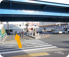 道なりに進み、「環八通り」のガードの下をくぐります。